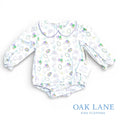Long Sleeve Collard Bubble in Mardi Gras Print