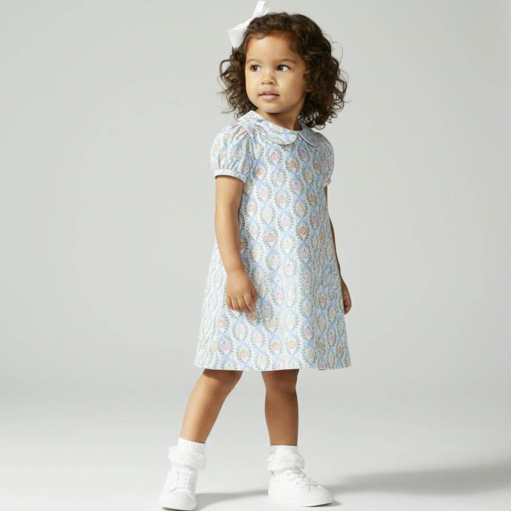 Short Sleeve Dress in Bow Pumpkin Print