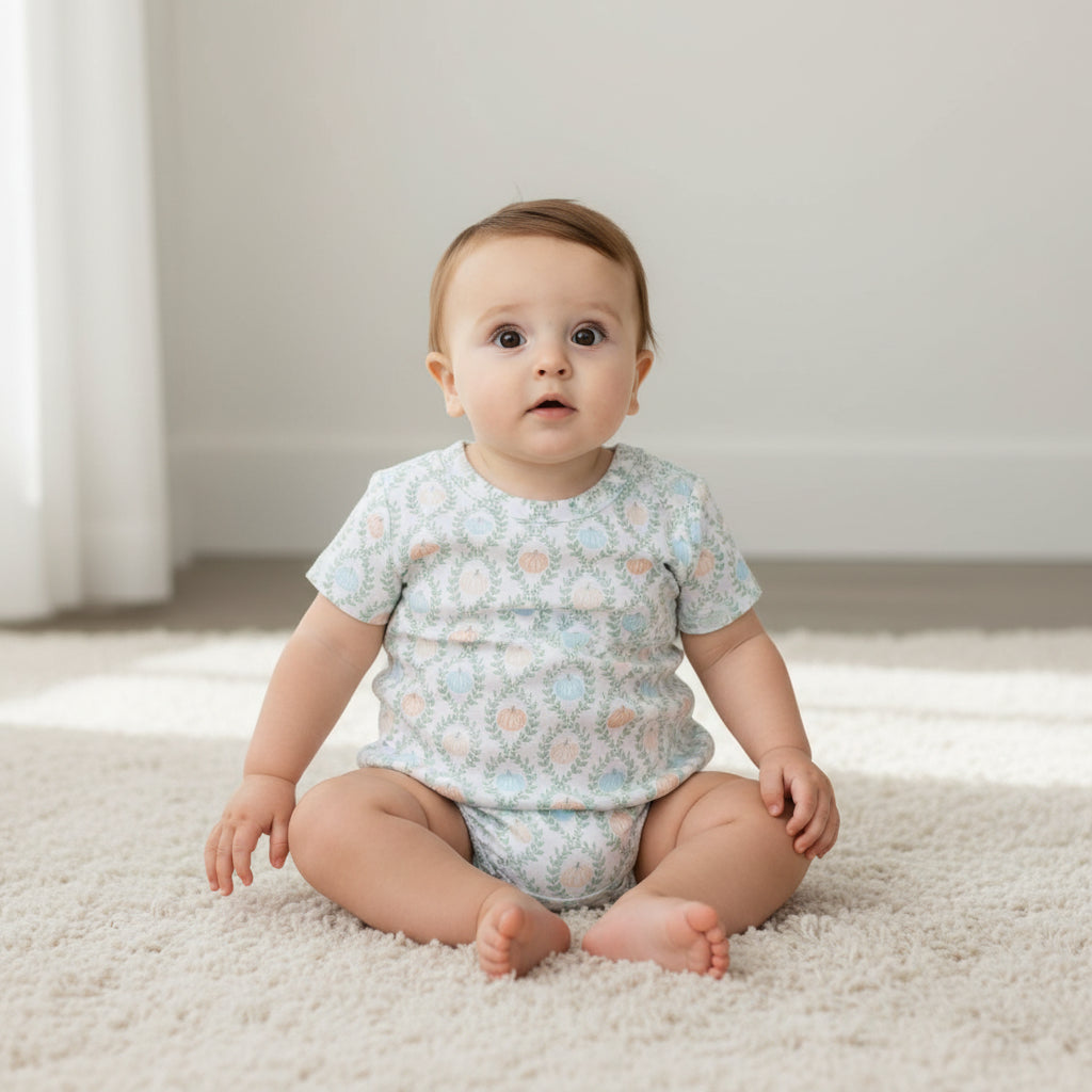 Short Sleeve Bubble in Pumpkin Print