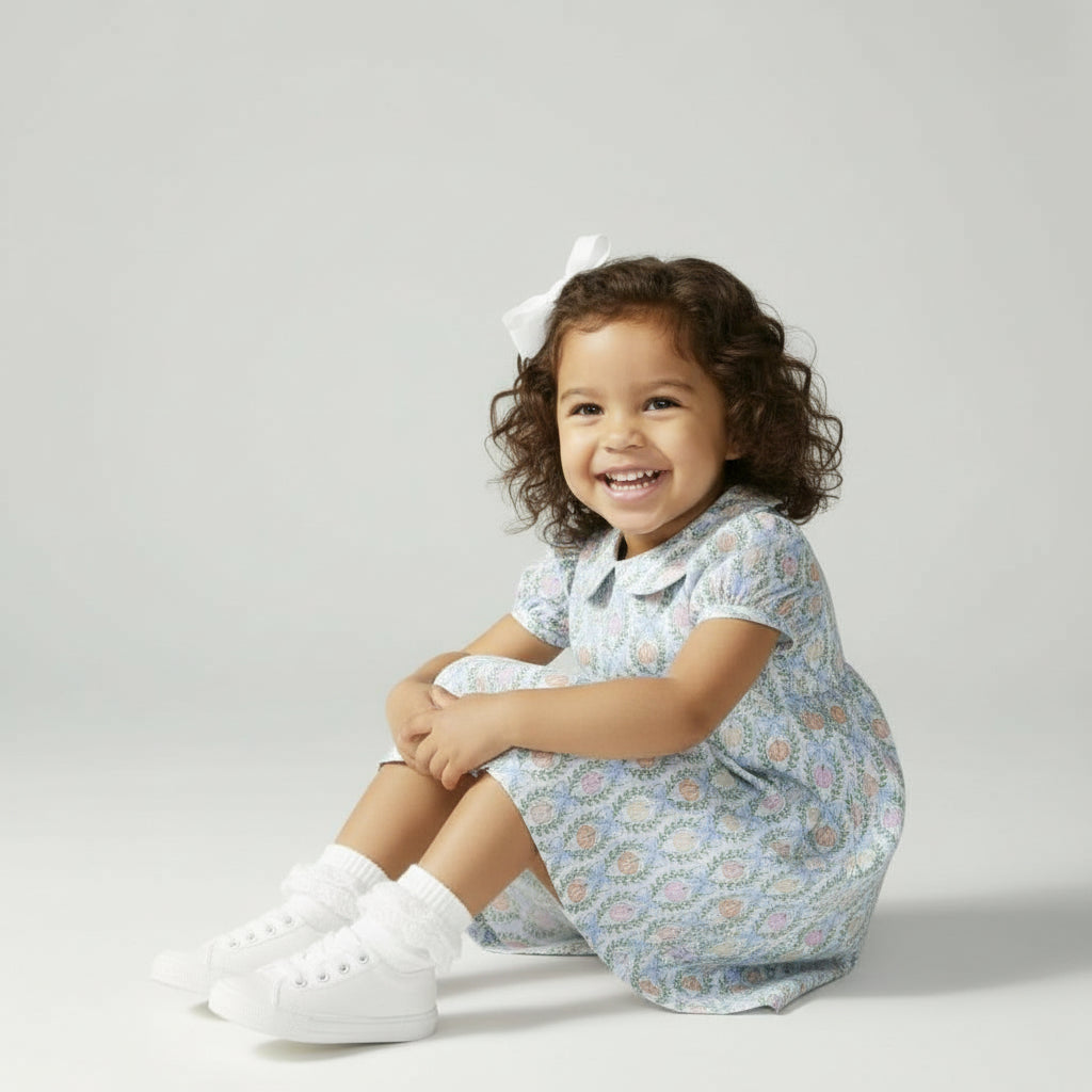 Short Sleeve Dress in Bow Pumpkin Print